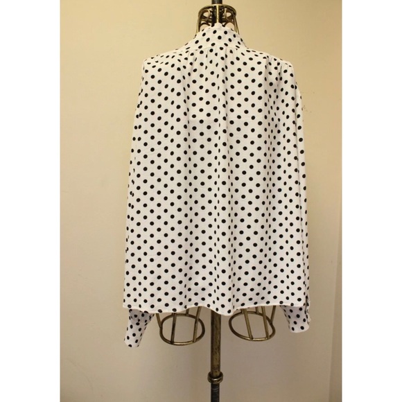Baacal Polka Dot Tie Neck Bow Long Sleeve Blouse - Picture 3 of 4